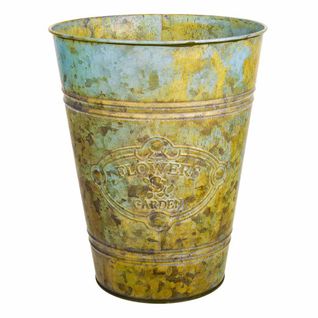 Vase En Métal Vert D20.5x25h B:13