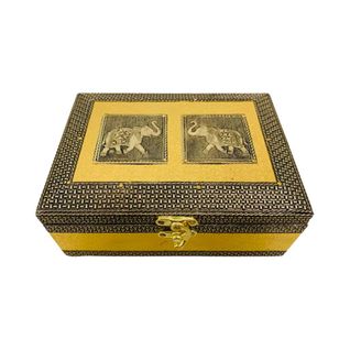 Boîte à Bijoux En Métal Repoussé Doré 17,5x12,5x6h