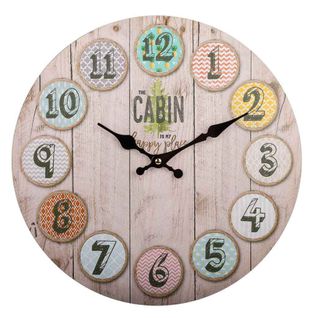 Horloge Murale En Bois Marron D34x2h