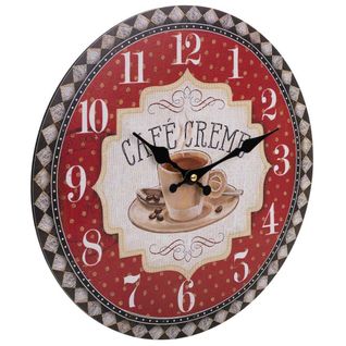 Horloge Murale En Bois Rouge D34x2h