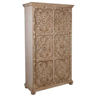 Armoire En Bois Artisanal Blanc 102x44x183h