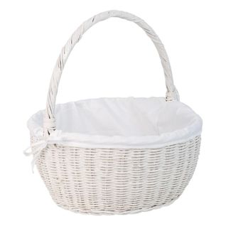 Panier Rond En Osier Avec Doublure Blanche 34x34x16-37h