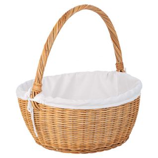 Panier Rond En Osier Avec Doublure Marron 34x34x16-37h