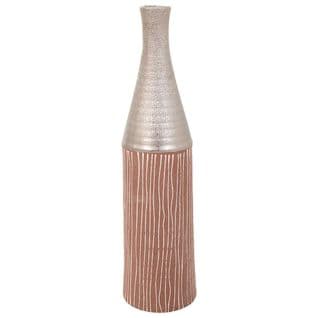 Vase En Céramique Argentée 13,5x13,5x53h
