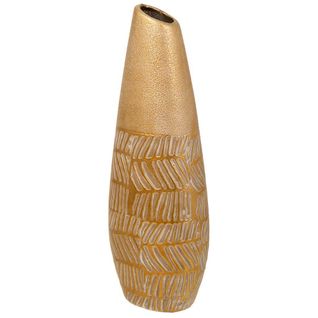 Vase En Céramique Dorée 12x7x35h