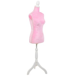 Mannequin En Bois Et Mousse Habillé De Tissu Rose 24x37,5x168h