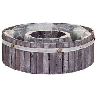 Panier Rond En Bois Gris 32x32x10h