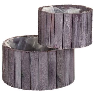 Ensemble De 2 Paniers Ronds En Bois Gris