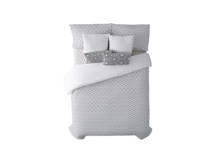 Housse De Couette 100% Coton 1 Pièce Gris À Motifs Blancs 260x240   Gris 260x240