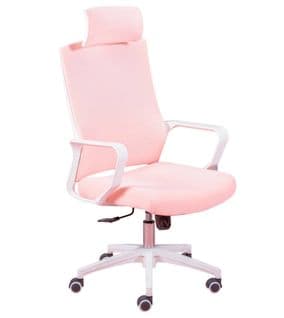 Chaise De Bureau  En Mesh Respirante Et Appui-tête Réglable - Mesh, Rose, H.114cm, L.60cm, P.58cm