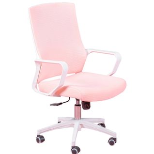 Chaise De Bureau  Avec Roulettes Et Accoudoirs - Mesh, Rose, H.100cm, L.60cm, P.58cm