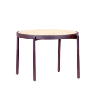 Table Basse Rétro Avec Détails En Rotin Naturel  - North, Noir, H.41cm, L.64cm, P.64cm