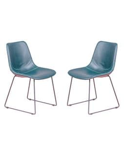 Lot De 2 Chaises Industrielles - City, Turquoise, H.82cm, L.49cm, P.52cm