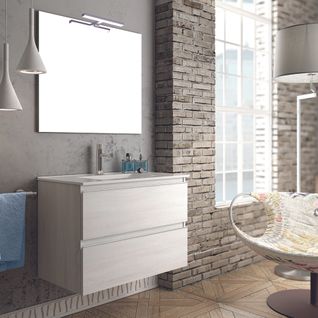 Meuble De Salle De Bain 60cm Simple Vasque - 2 Tiroirs - Balea - Hibernian (bois Blanchi)