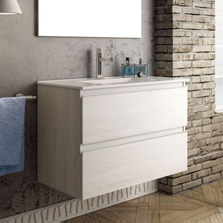 Meuble De Salle De Bain 100cm Simple Vasque - Sans Miroir - Balea - Hibernian (bois Blanchi)