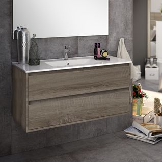 Meuble De Salle De Bain 80cm Simple Vasque - Sans Miroir - Iris - Britannia (chêne Foncé)