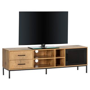 Meuble TV CUTWOOD 160 cm imitation chêne noir