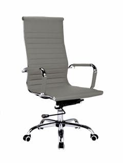 Chaise De Bureau En Simili-cuir Gris, Avec Soutien Haut, Modèle Executive