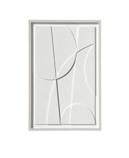 Tableau Texturisé Avec Un Design Abstrait En Blanc Cassé Et Un Cadre En Bois 90x60cm