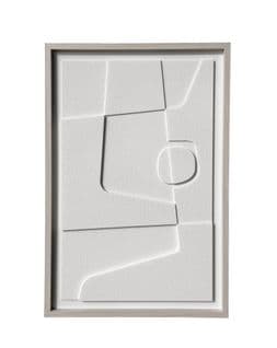 Tableau Encadré, Design Abstrait Avec Finition Texturée En Couleur Blanc Cassé 90x60cm
