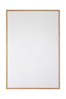 Toile Encadrée Avec Un Design Géométrique En Relief De Couleur Blanche 92x62cm