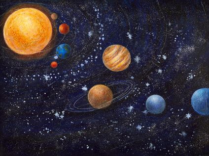 Toile En Lin À L'huile, Univers (72391), 90x120x3 Cm