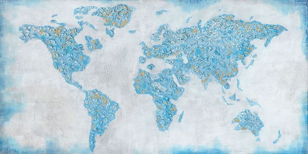 Toile En Lin À L'huile, Monde Bleu (72393), 70x140x3 Cm