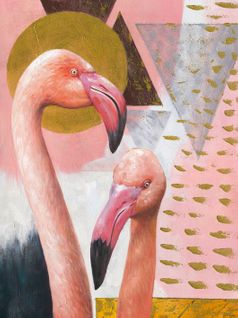 Toile En Lin Imprimée, Flamingos (72434)