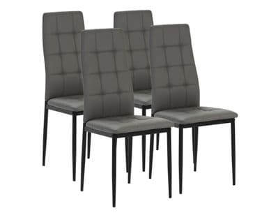 Set De 4 Chaises Salon Chelsea Tapissées Gris,42 Cm (largeur) X 51 Cm (profondeur) X 97 Cm (hauteur)