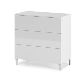 Commode 3 Tiroirs Vera Couleur Blanc Brillant, Largeur 80 Cm