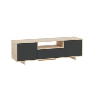 Meuble TV Zaida 3 Portes Couleur Chêne Et Gris, 150 Cm (largeur)