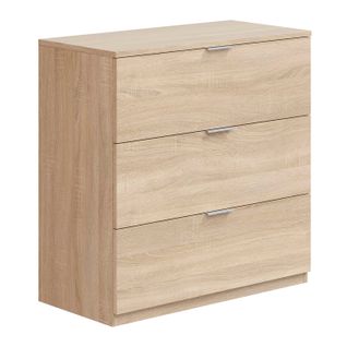 Commode De Nuit Santi 3 Tiroirs Couleur Chêne, 77 Cm Largeur