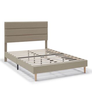 Cadre De Lit Plateforme Aroma Capitonné 30 Cm, 140x190 Cm, Beige