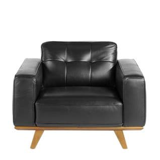 Fauteuil En Cuir Et Pieds En Bois 5037