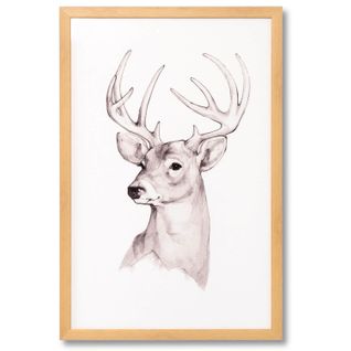 Deer Portrait - Tableau Décoratif 60 X 40 Cadre Bois