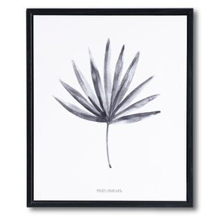 Grey Palm - Peinture Décorative 30 X 25 Cadre Noir