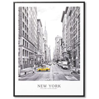 New York Taxi - Peinture Décorative 80 X 60 Cadre Noir