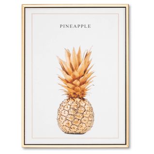 Gold Pineapple - Tableau Décoratif 40 X 30 Cadre En Bois