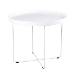 Navin - Table Basse Avec Plateau Laqué Blanc Et Structure En Métal Blanc