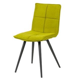 Chaise De Salle à Manger Tapissée Vert Citron Avec Pieds Anthracite