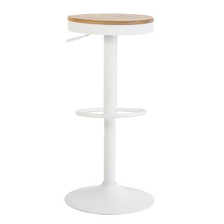 Arjun - Tabouret De Cuisine Haut Avec Pieds Orme Blanc Métal