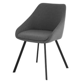 Vilja - Vilja-chaise Tapissée Gris Foncé Avec Pieds Noirs Mats