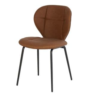 Harish - Chaise De Salle À Manger De Style Industriel Marron Avec Assise En Simili Cuir Marron