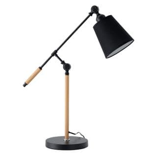 Tulsi - Lampe De Table En Métal Noir Et Bois