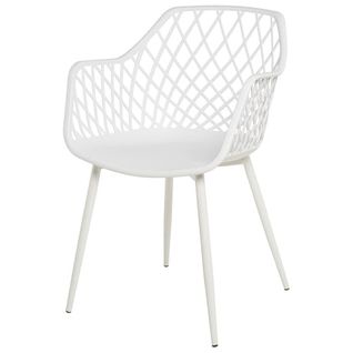 Chaise En Polypropylène Blanc Avec Accoudoirs Et Trous En Forme De Losange