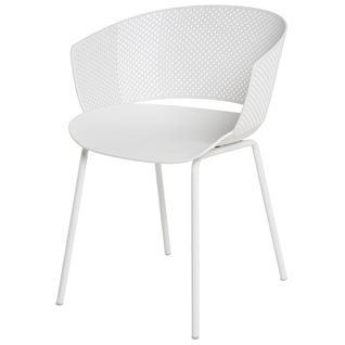 Chaise En Polypropylène Blanc Avec Accoudoirs.