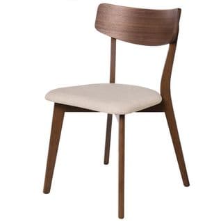 Chaise De Salle à Manger En Noyer Avec Dossier En Bois Incurvé Et Assise Tapissée Beige