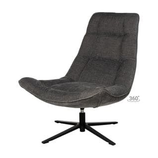 Fauteuil Bas Pivotant En Tissu Doux Gris Foncé