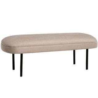 Banc Bout De Lit Rond Beige Avec Pieds Noirs