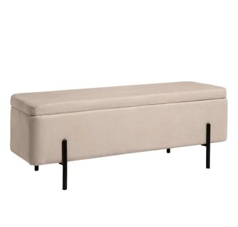 Banc Bout De Lit Beige Avec Rangement Et Pieds Noirs